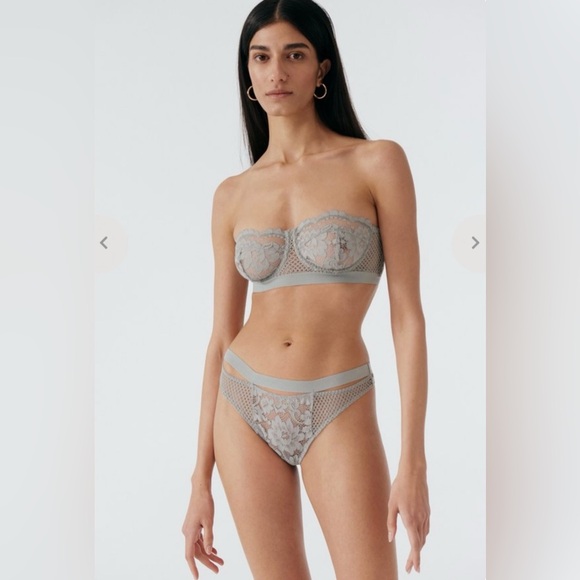 else Other - Else Petunia Bikini Lingerie Set – Elegant Gray Floral Lace